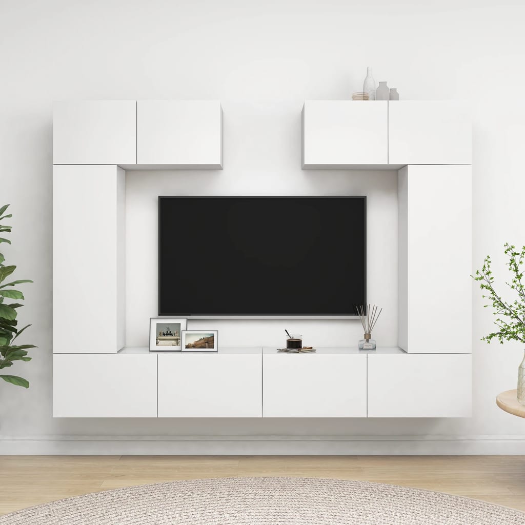 6 Piece Tv Cabinet Set - Engineered Wood In Old Wood Finish,  Tv Stand 80X30X30 Cm - Made From Engineered Wood,  Wall-Mounted Tv Cabinets - 2 Pcs In , 30.5X30X, Made From Engineered Wood,  Wall-Mounted Tv Cabinet 100X30X30 Cm - Made From Engineered Wood
