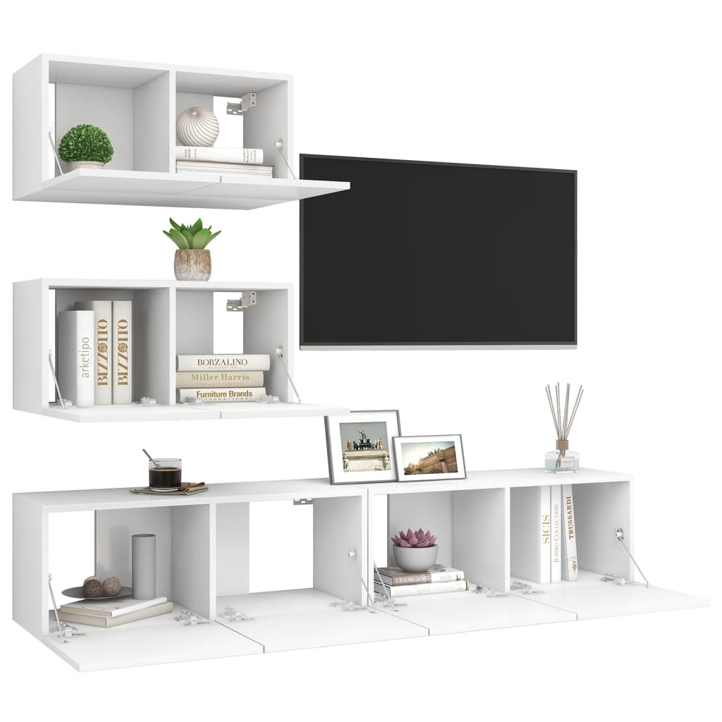 4 Piece Tv Cabinet Set Engineered Wood