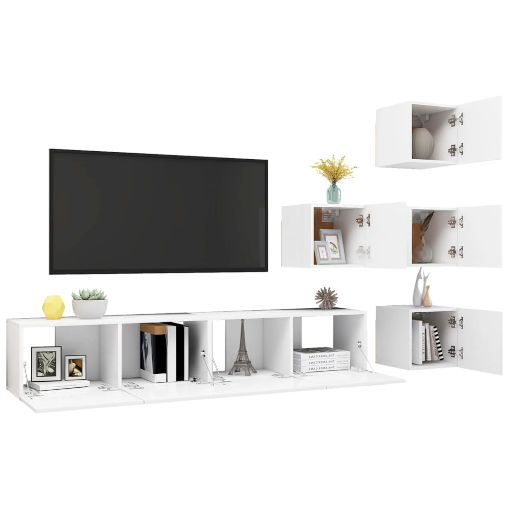 6 Piece Tv Cabinet Set Engineered Wood