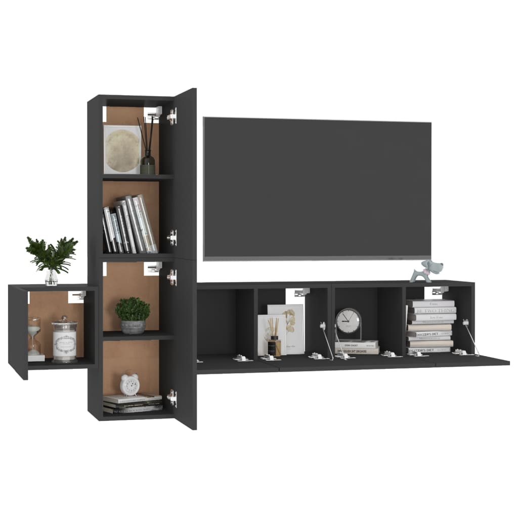 5 Piece Tv Cabinet Set Engineered Wood