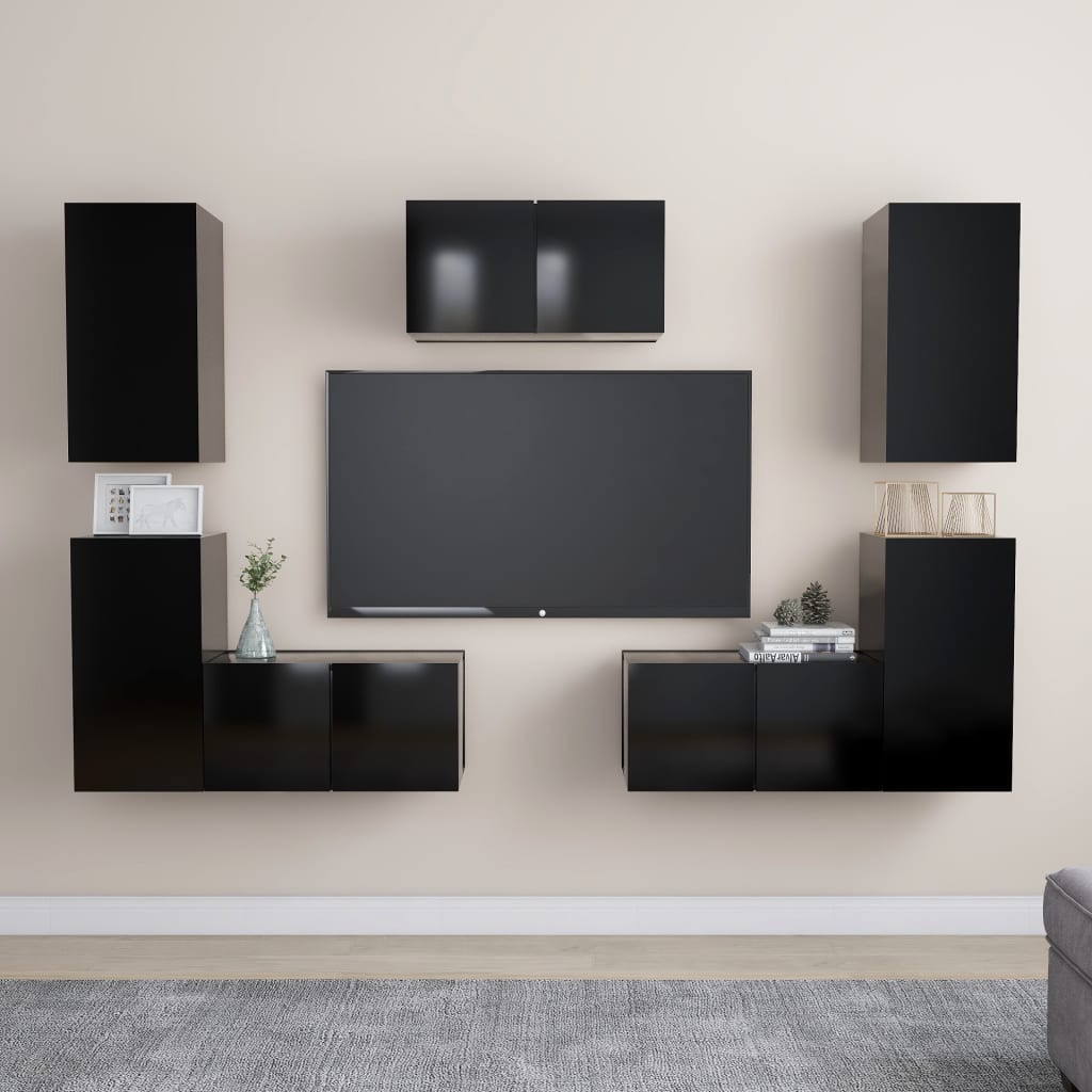 7 Piece Tv Cabinet Set Engineered Wood