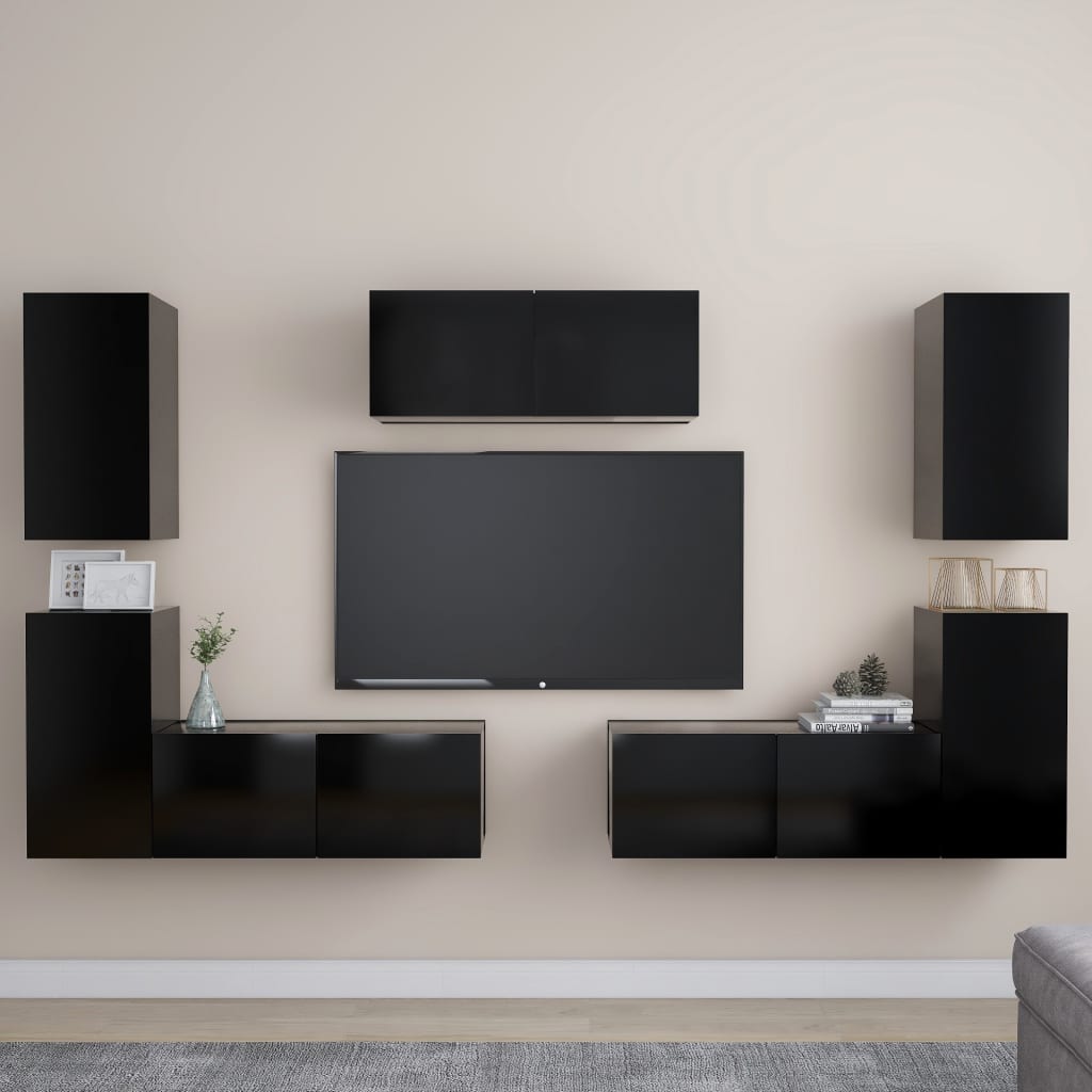 7 Piece Tv Cabinet Set Engineered Wood