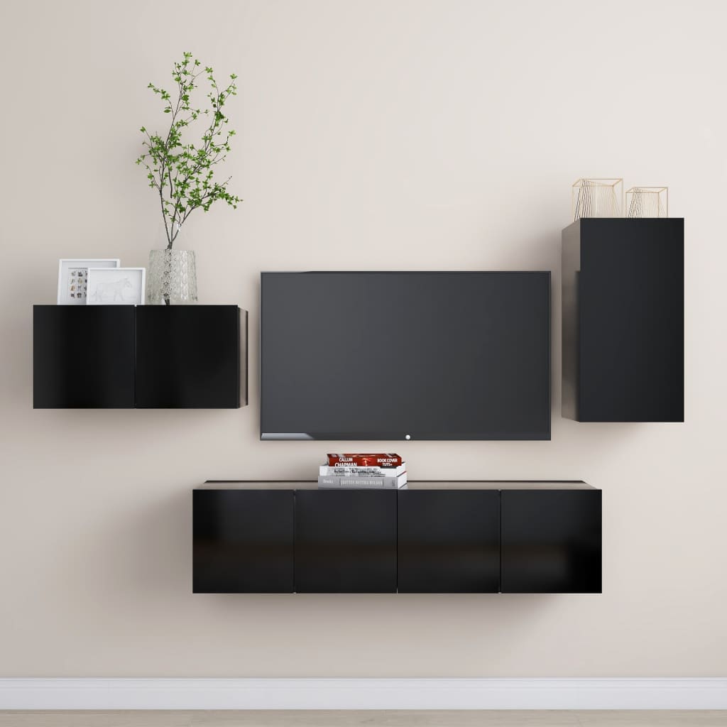 4 Piece Tv Cabinet Set Engineered Wood