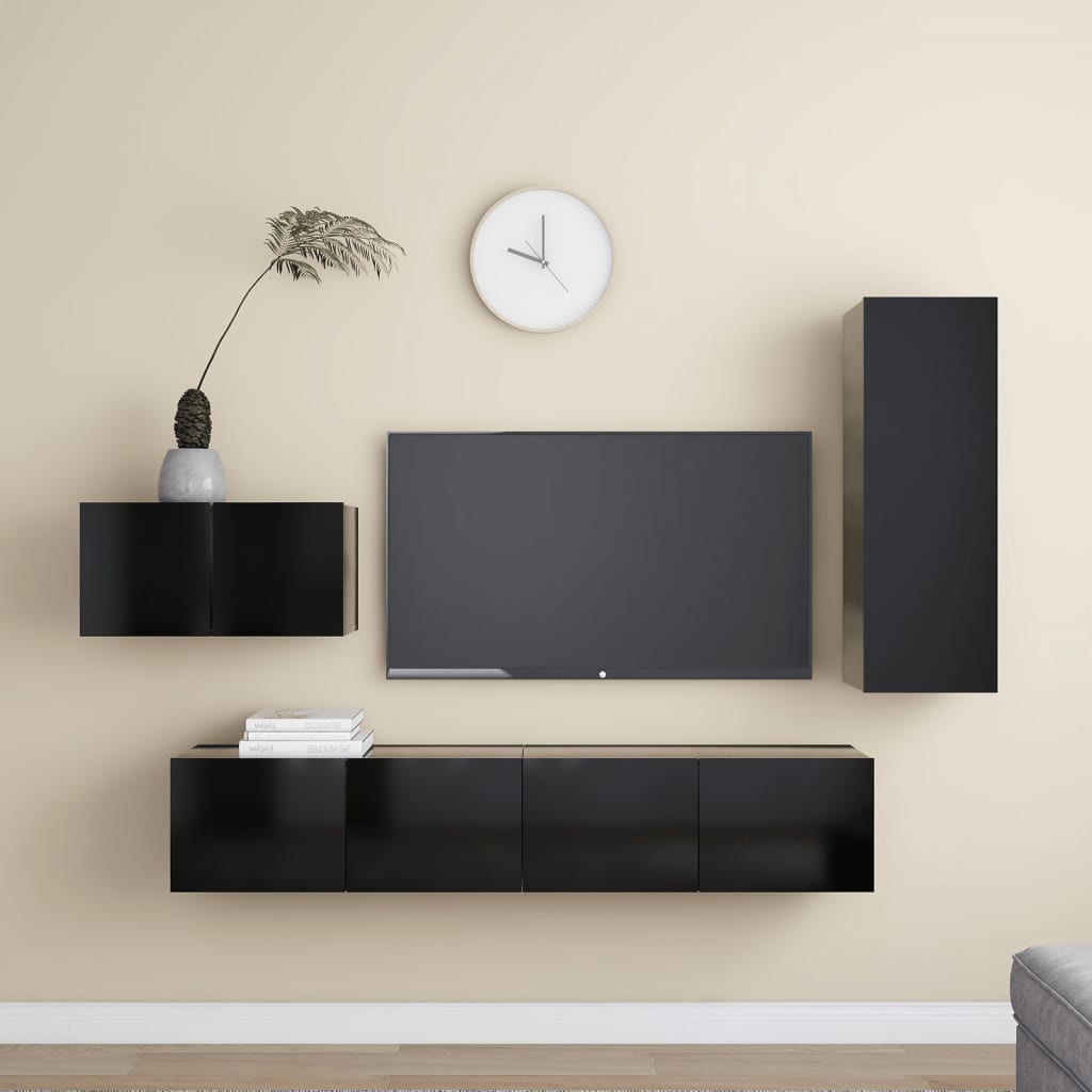 4 Piece Tv Cabinet Set Engineered Wood