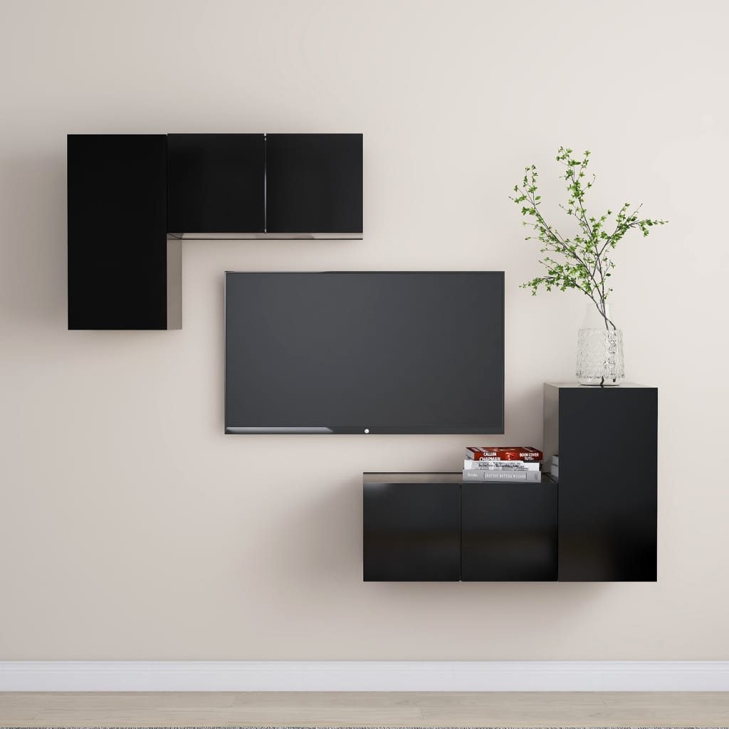 4 Piece Tv Cabinet Set Engineered Wood