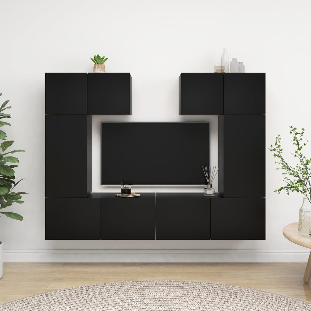 6 Piece Tv Cabinet Set - Engineered Wood In Old Wood Finish,  Tv Stand 80X30X30 Cm - Made From Engineered Wood,  Wall-Mounted Tv Cabinets - 2 Pcs In , 30.5X30X, Made From Engineered Wood,  Wall-Mounted Tv Cabinet 100X30X30 Cm - Made From Engineered Wood