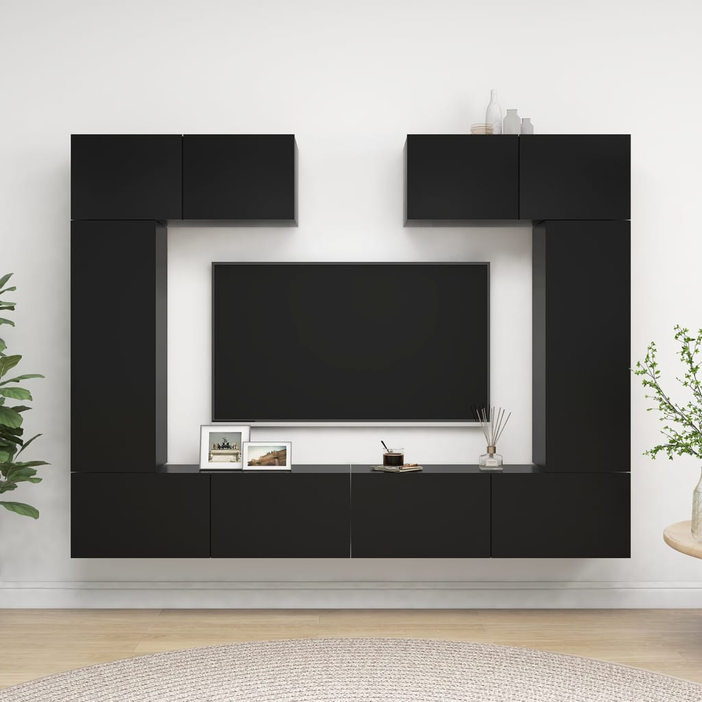 6 Piece Tv Cabinet Set - Engineered Wood In Old Wood Finish,  Tv Stand 80X30X30 Cm - Made From Engineered Wood,  Wall-Mounted Tv Cabinets - 2 Pcs In , 30.5X30X, Made From Engineered Wood,  Wall-Mounted Tv Cabinet 100X30X30 Cm - Made From Engineered Wood
