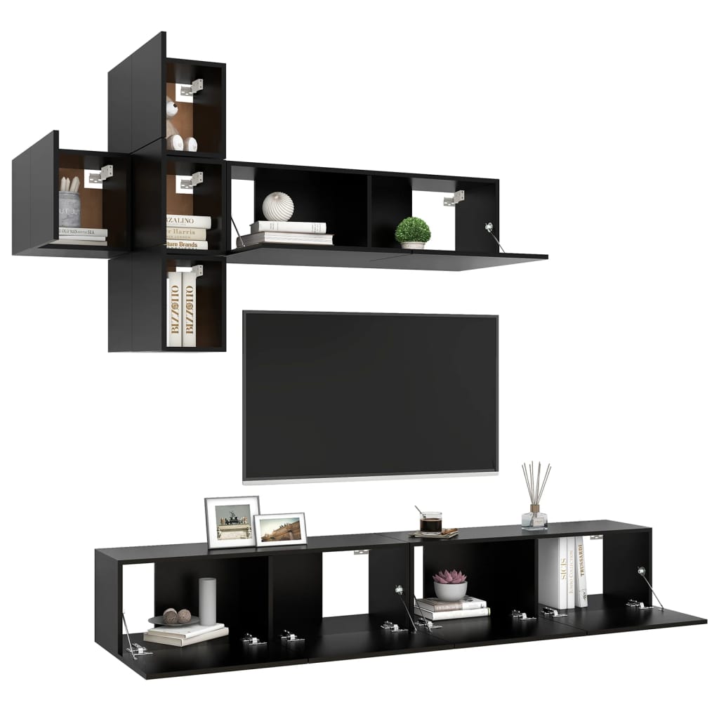 7 Piece Tv Cabinet Set Engineered Wood