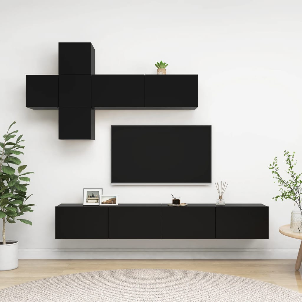 7 Piece Tv Cabinet Set Engineered Wood
