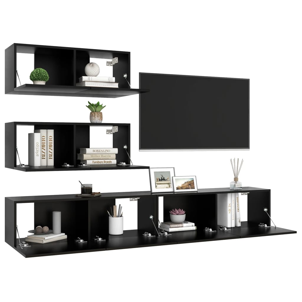4 Piece Tv Cabinet Set Engineered Wood