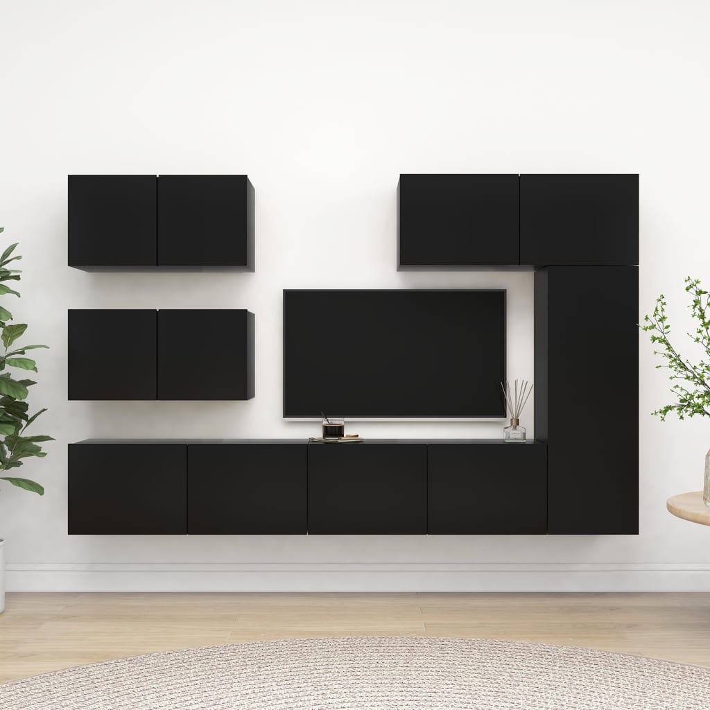 7 Piece Tv Cabinet Set Engineered Wood