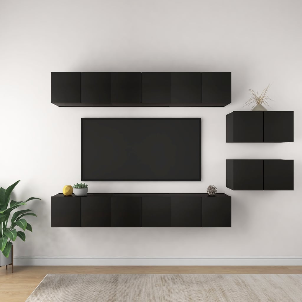 6 Piece Tv Cabinet Set Engineered Wood