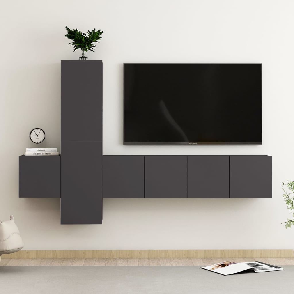 5 Piece Tv Cabinet Set Engineered Wood