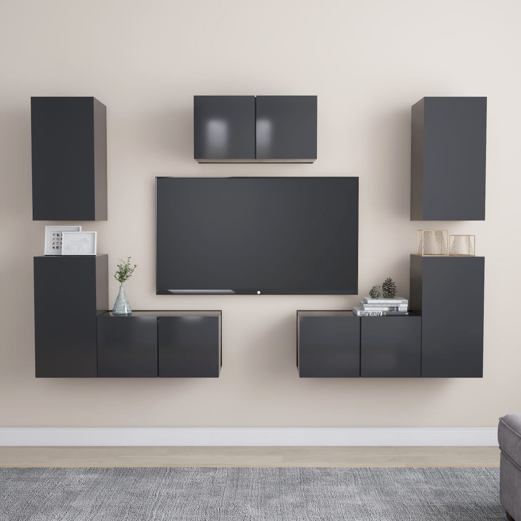 7 Piece Tv Cabinet Set Engineered Wood