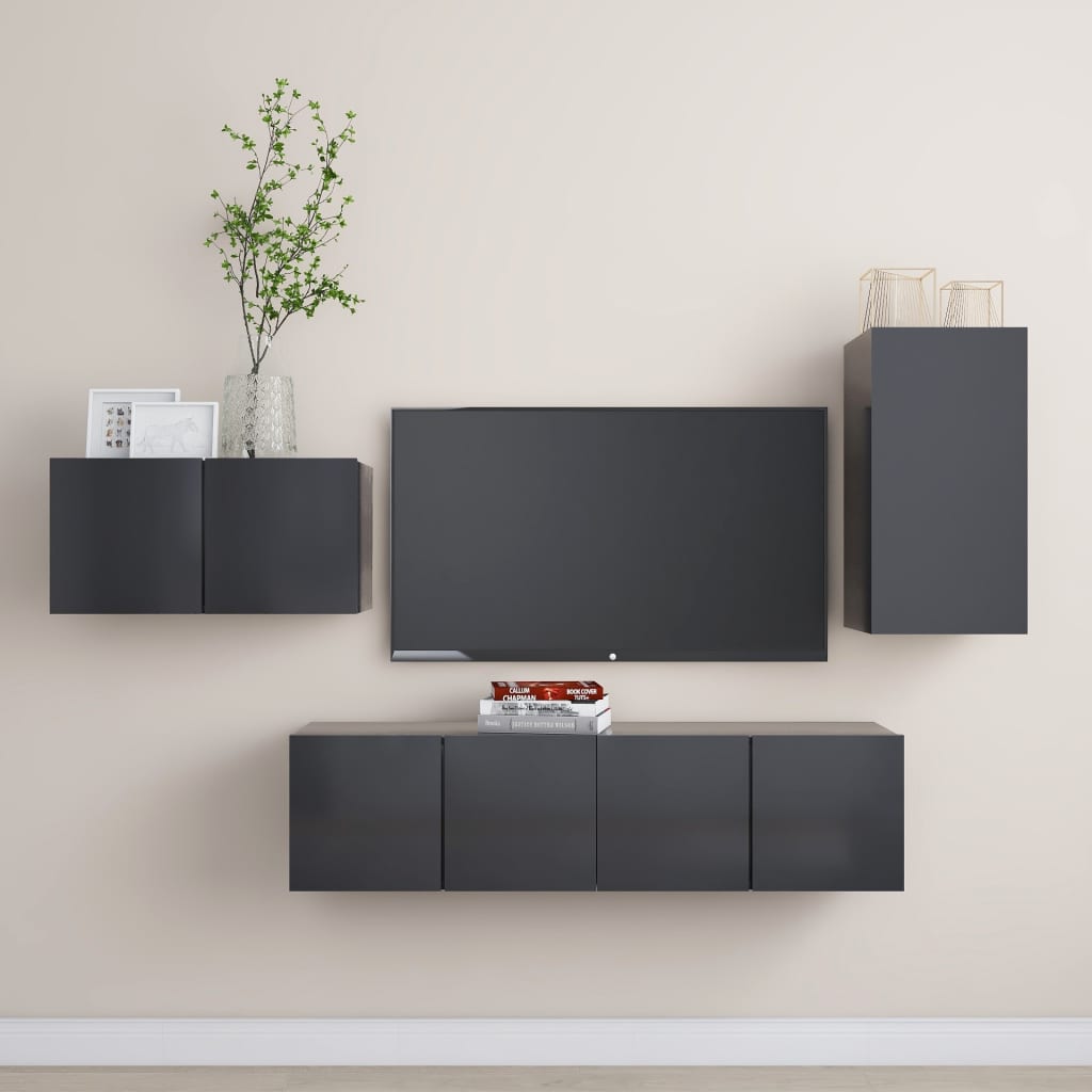 4 Piece Tv Cabinet Set Engineered Wood