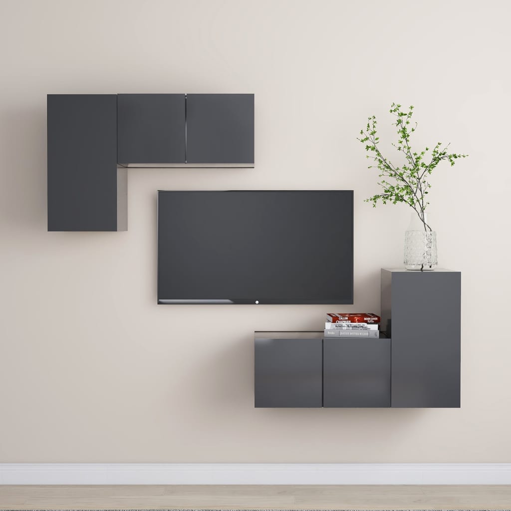 4 Piece Tv Cabinet Set Engineered Wood