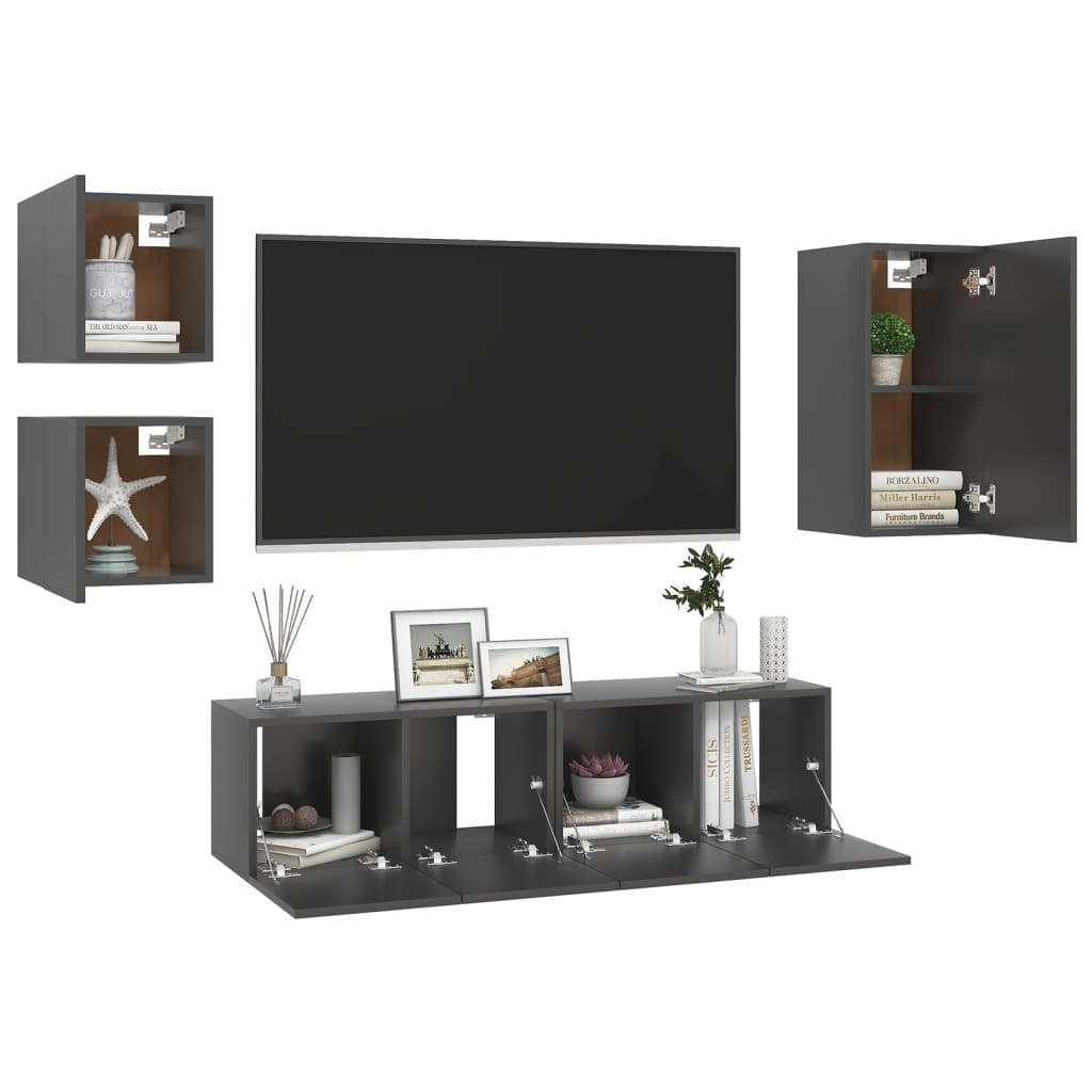 5 Piece Tv Cabinet Set Engineered Wood