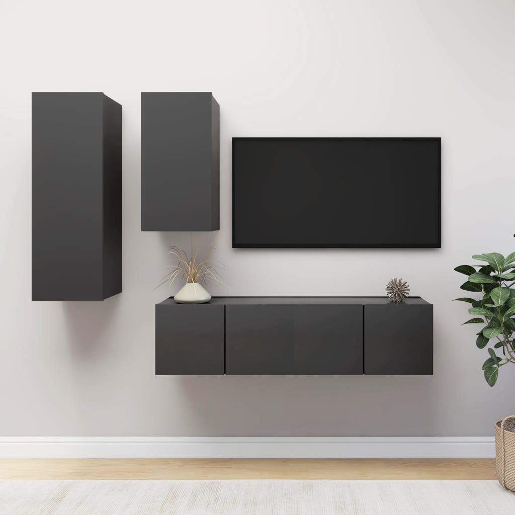 4 Piece Tv Cabinet Set Engineered Wood