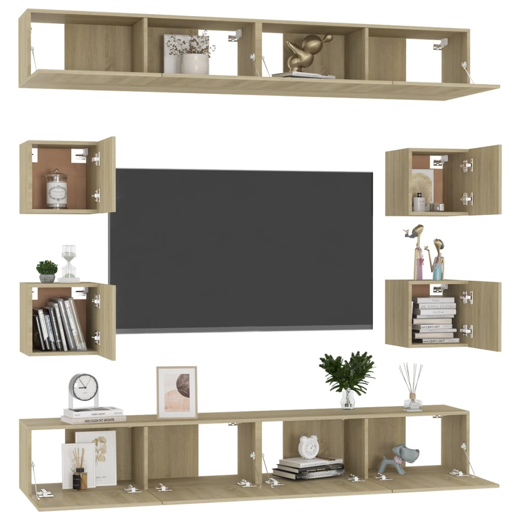 8 Piece Tv Cabinet Set Engineered Wood
