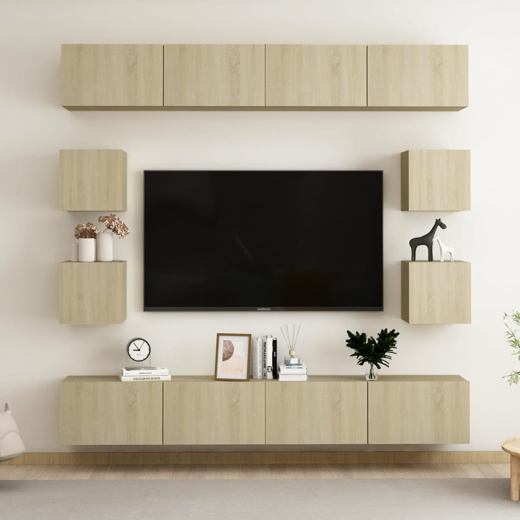8 Piece Tv Cabinet Set Engineered Wood