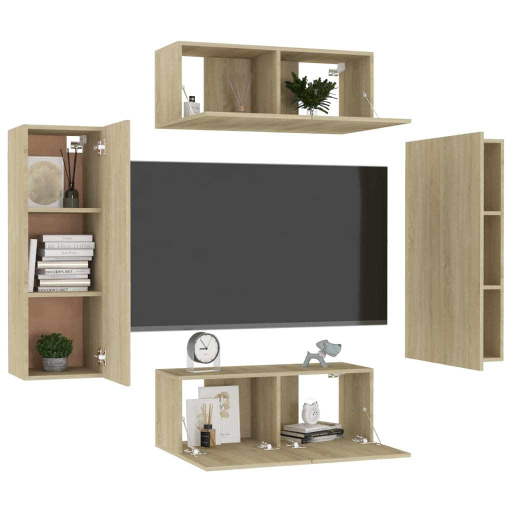 4 Piece Tv Cabinet Set Engineered Wood