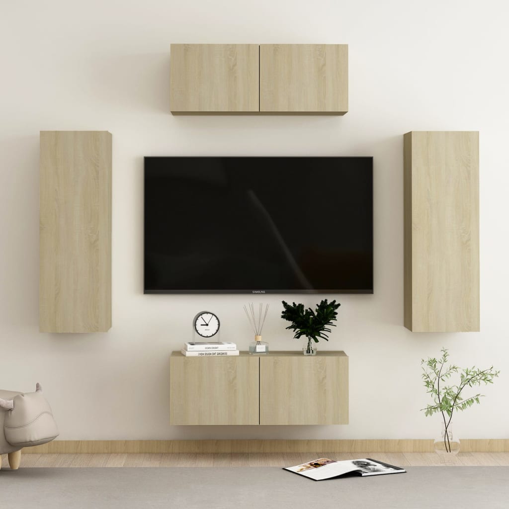 4 Piece Tv Cabinet Set Engineered Wood
