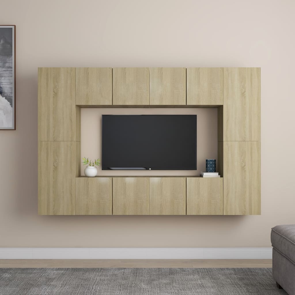 8 Piece Tv Cabinet Set Engineered Wood