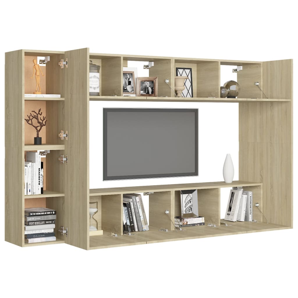 8 Piece Tv Cabinet Set Engineered Wood