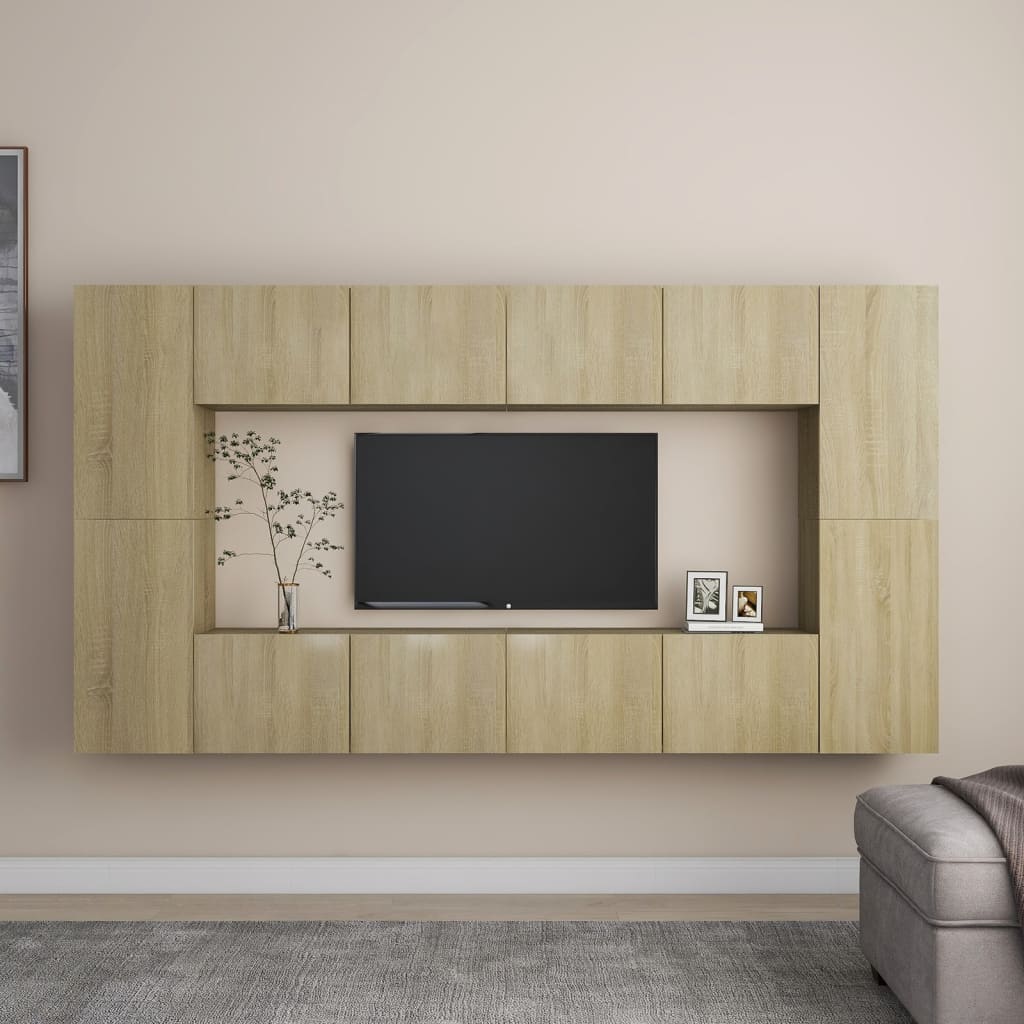 8 Piece Tv Cabinet Set Engineered Wood