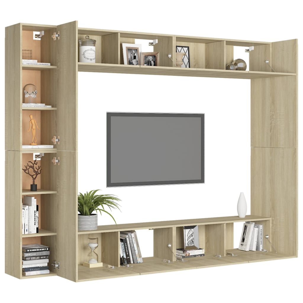 8 Piece Tv Cabinet Set Engineered Wood