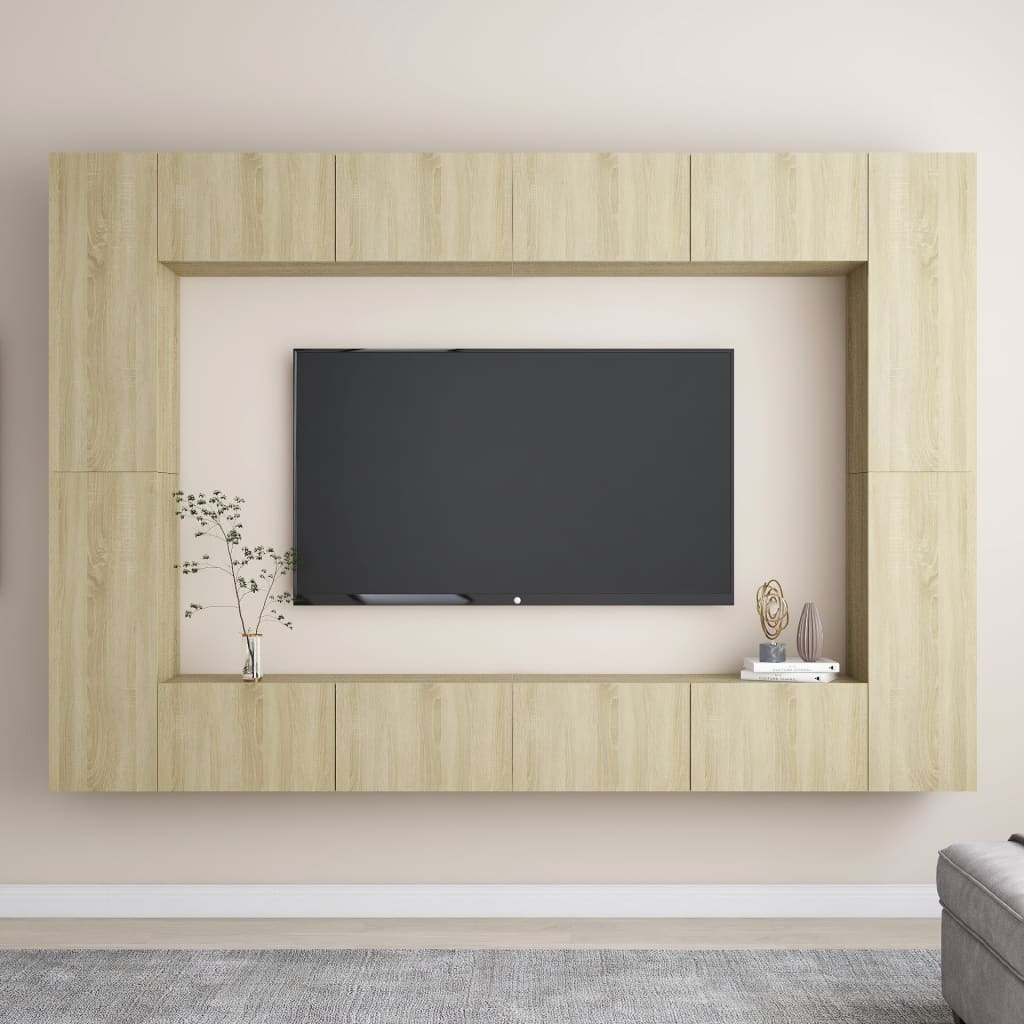 8 Piece Tv Cabinet Set Engineered Wood
