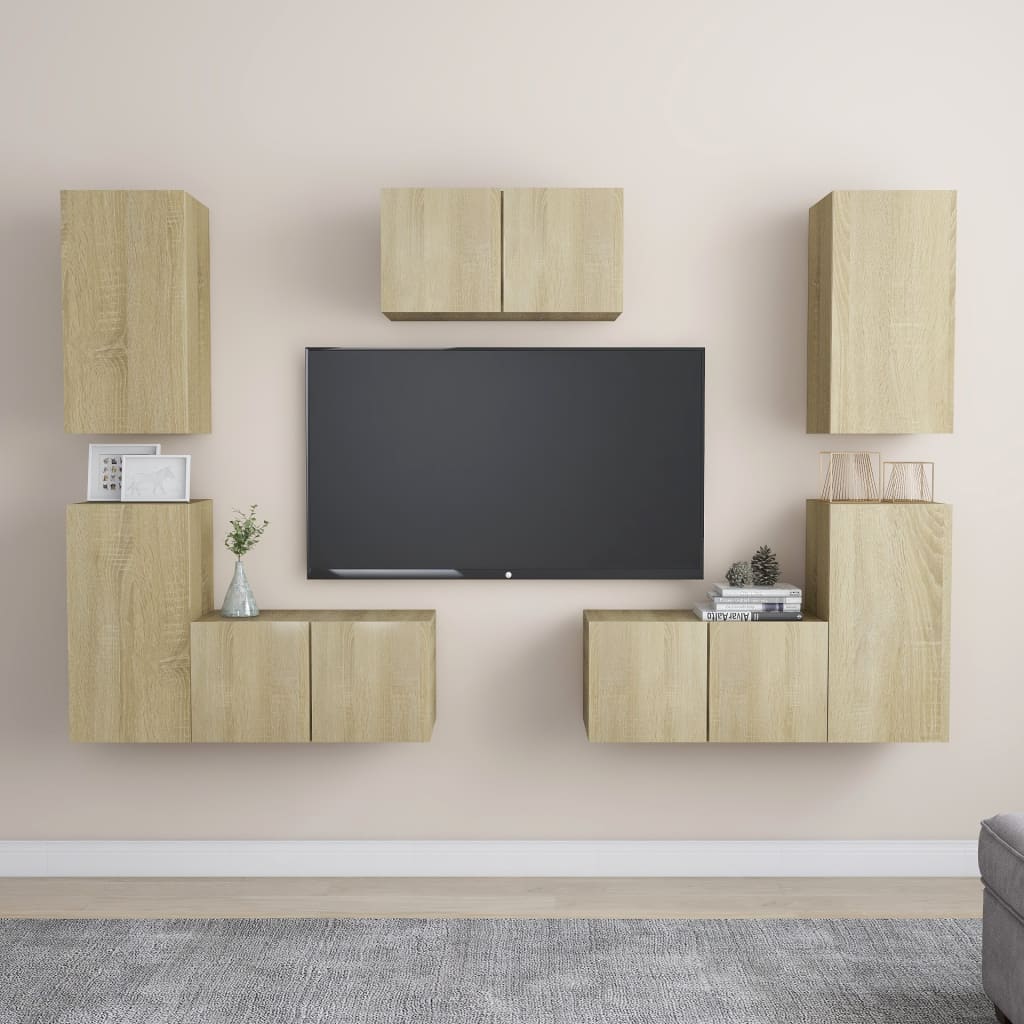7 Piece Tv Cabinet Set Engineered Wood
