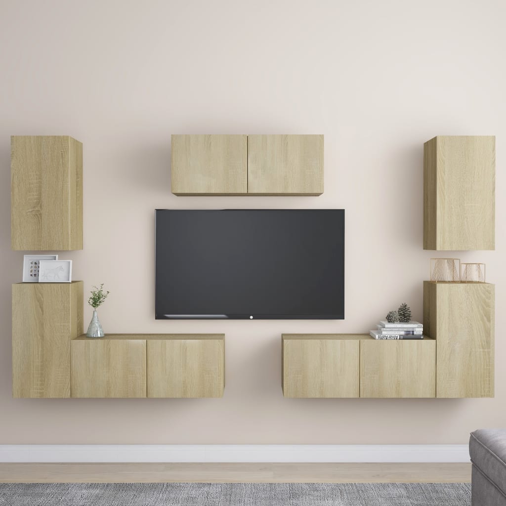 7 Piece Tv Cabinet Set Engineered Wood