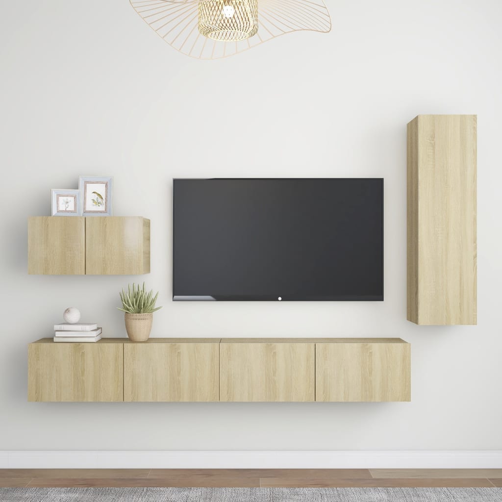 4 Piece Tv Cabinet Set Engineered Wood