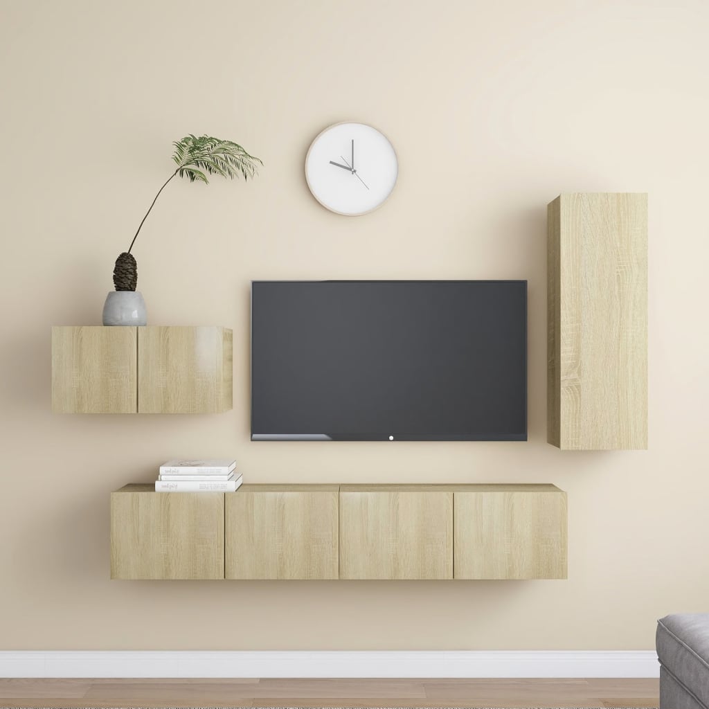 4 Piece Tv Cabinet Set Engineered Wood
