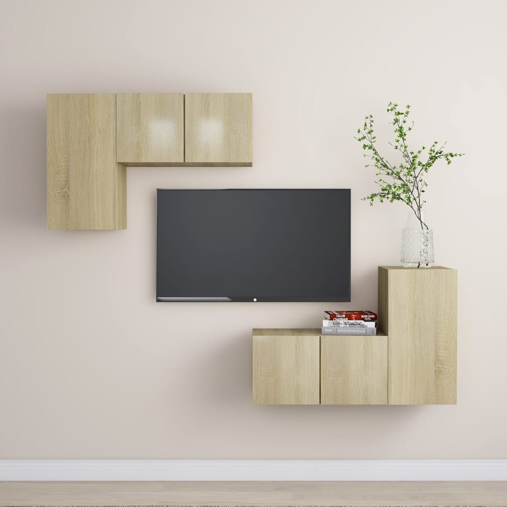 4 Piece Tv Cabinet Set Engineered Wood