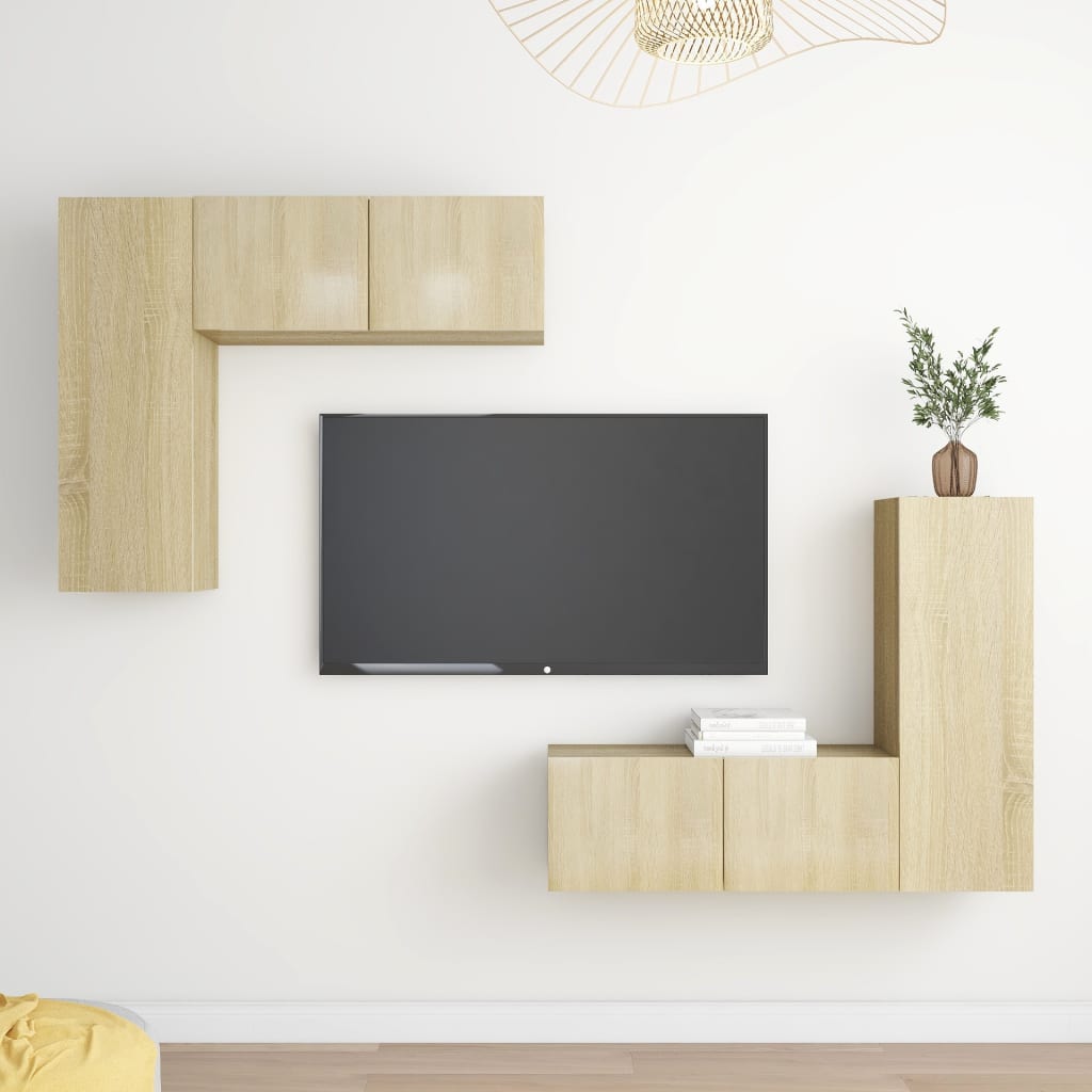 4 Piece Tv Cabinet Set Engineered Wood