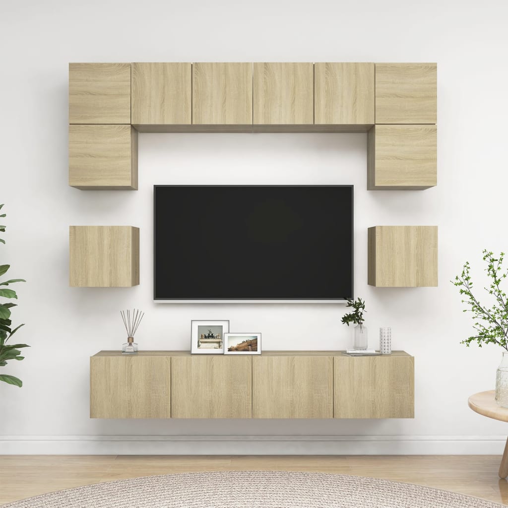 8 Piece Tv Cabinet Set Engineered Wood