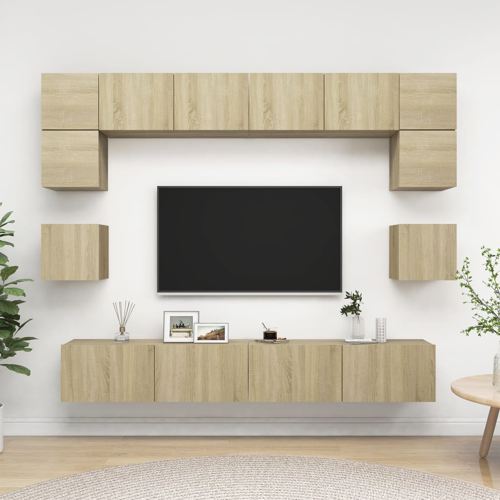 8 Piece Tv Cabinet Set Engineered Wood