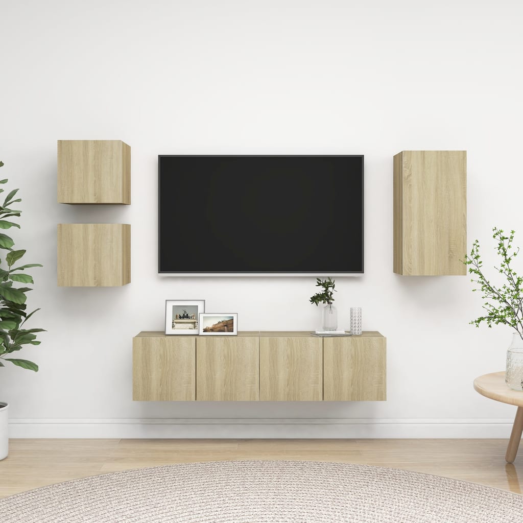 5 Piece Tv Cabinet Set Engineered Wood