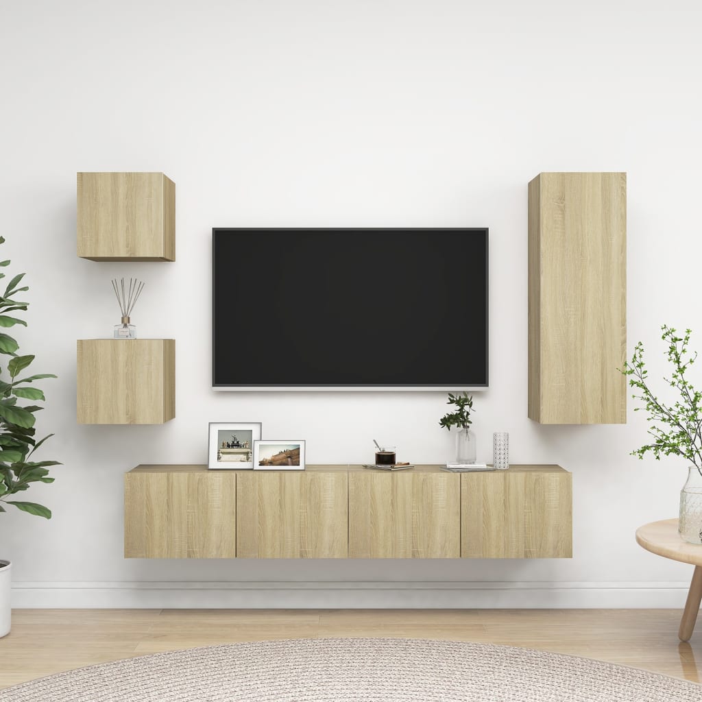 5 Piece Tv Cabinet Set Engineered Wood