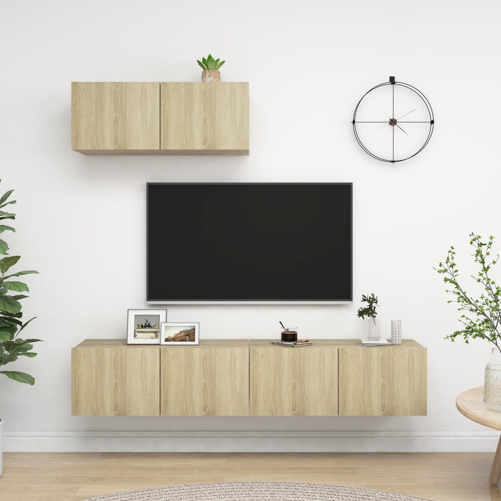 Tv Cabinets 3 Pcs Engineered Wood
