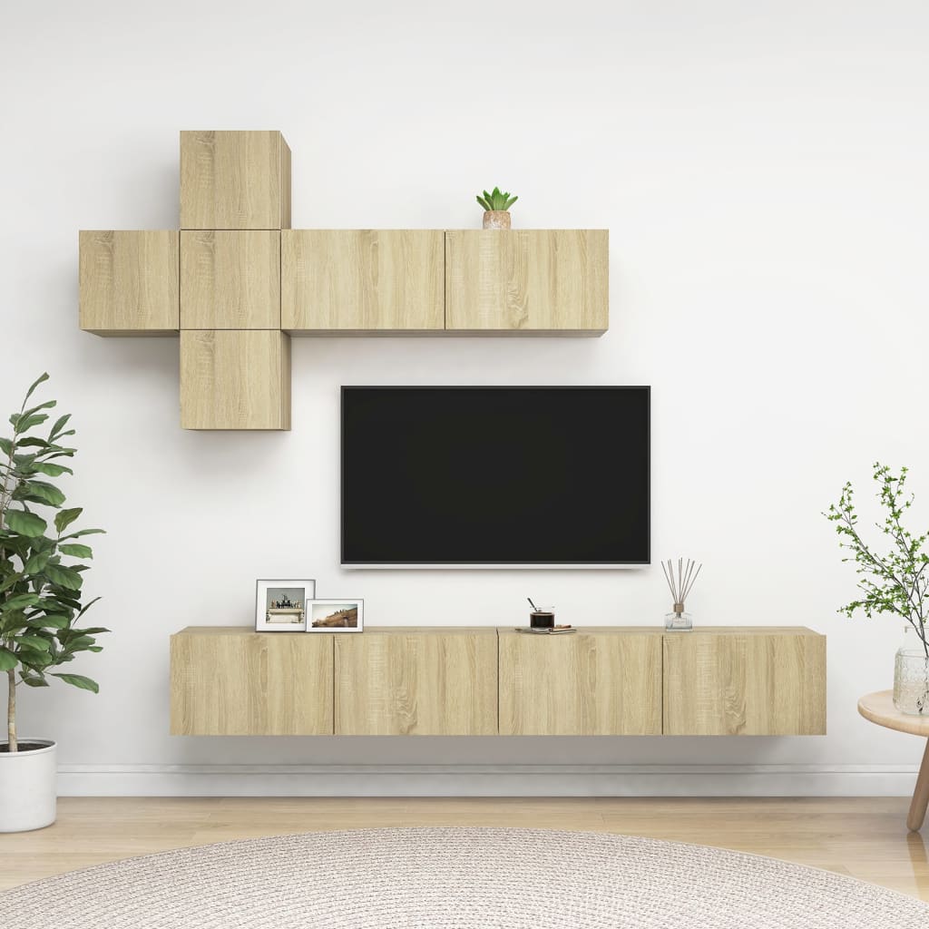 7 Piece Tv Cabinet Set Engineered Wood