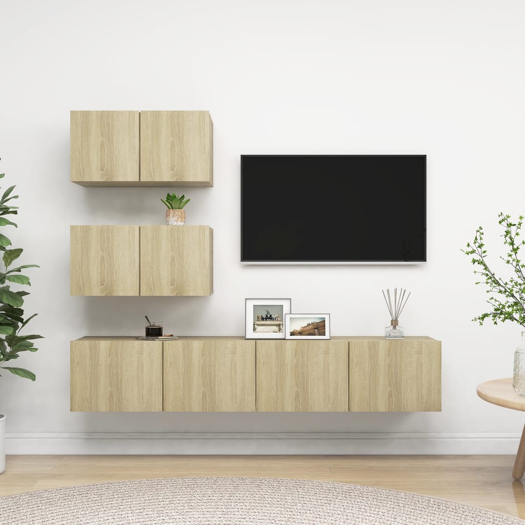 4 Piece Tv Cabinet Set Engineered Wood