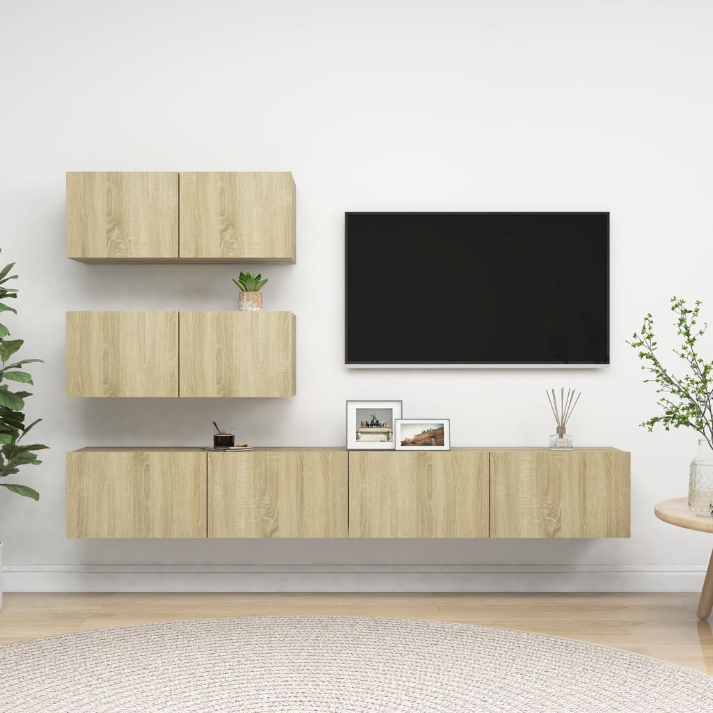 4 Piece Tv Cabinet Set Engineered Wood