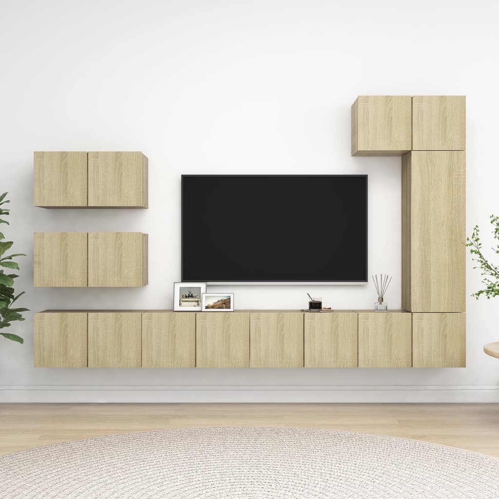 7 Piece Tv Cabinet Set Engineered Wood