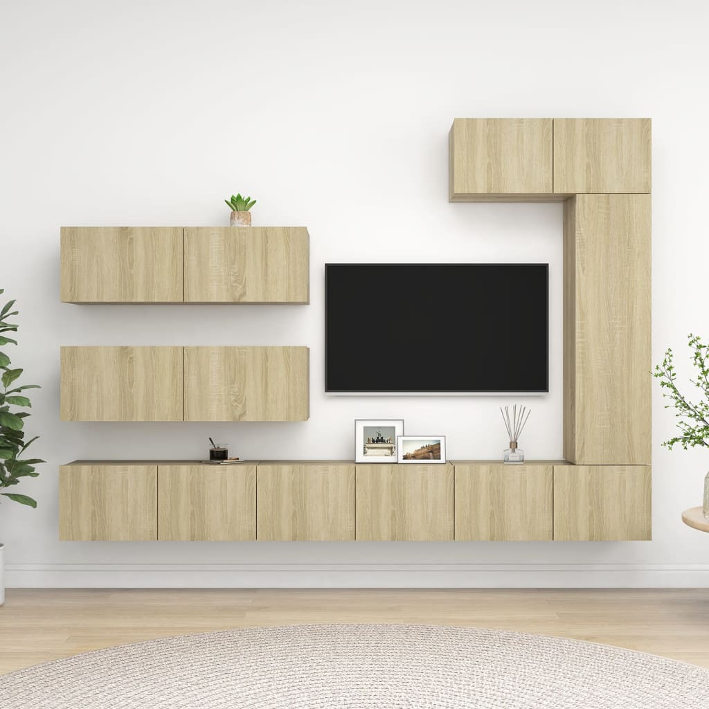 7 Piece Tv Cabinet Set Engineered Wood