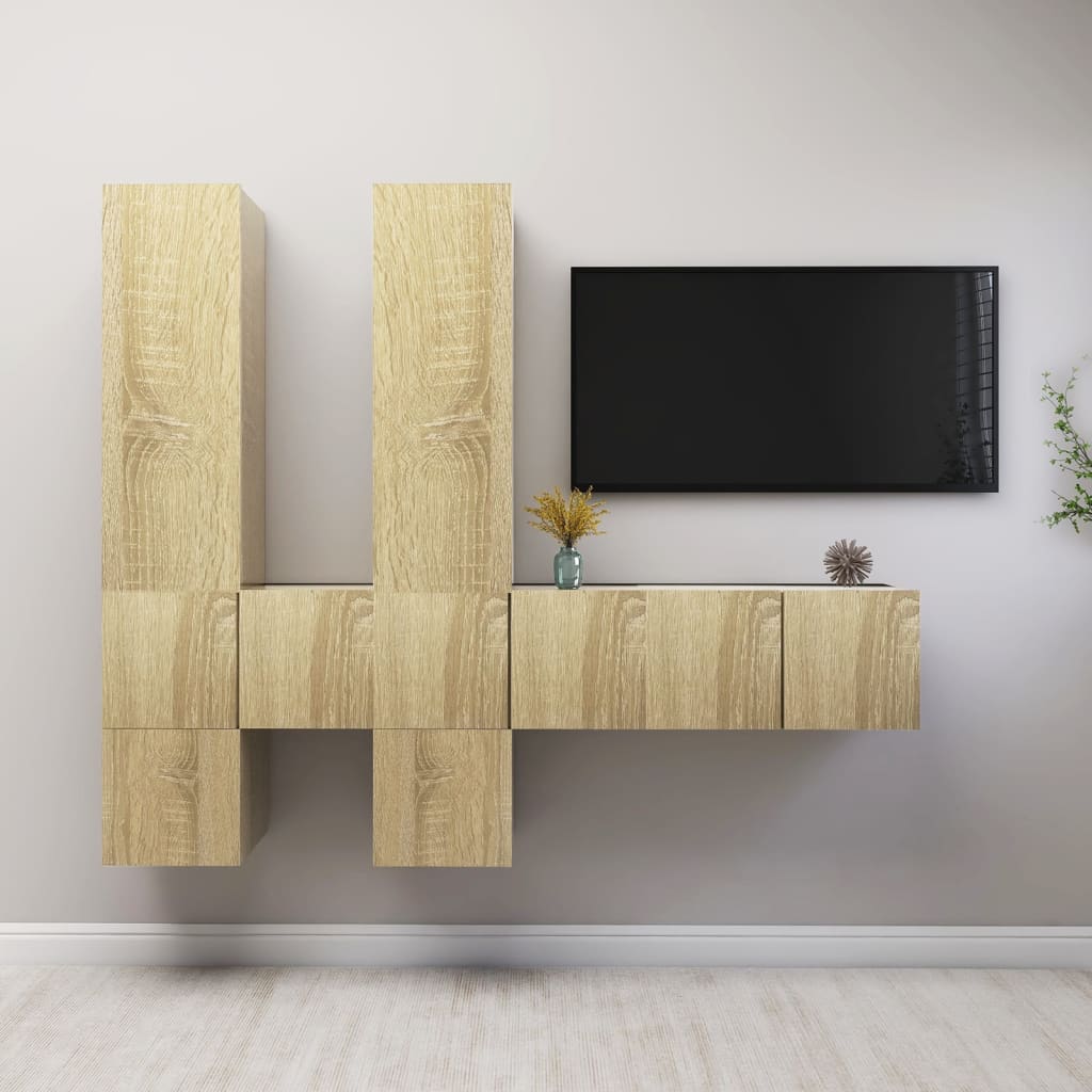 7 Piece Tv Cabinet Set Engineered Wood