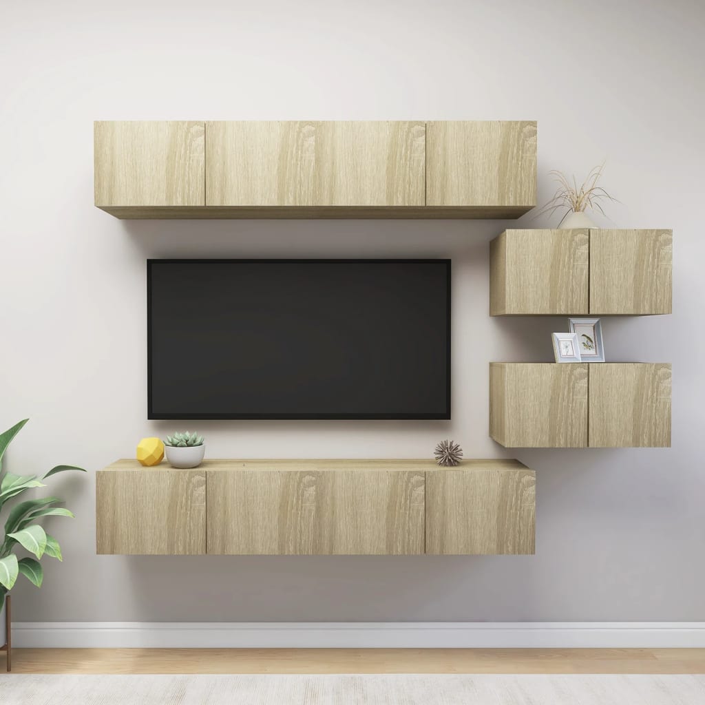 6 Piece Tv Cabinet Set Engineered Wood