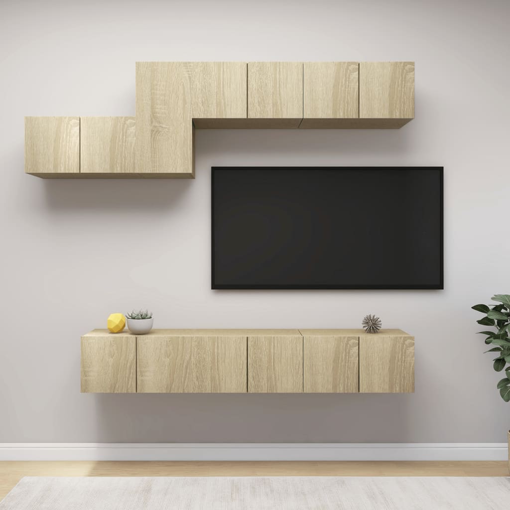7 Piece Tv Cabinet Set Engineered Wood